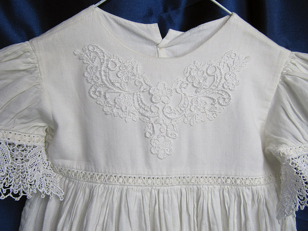 MESA005ChristeningGown | Embroidery Legacy Christening gown lace bodice