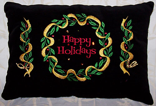 Bows-and-Boughs | Embroidery Legacy bow and boughs pillow