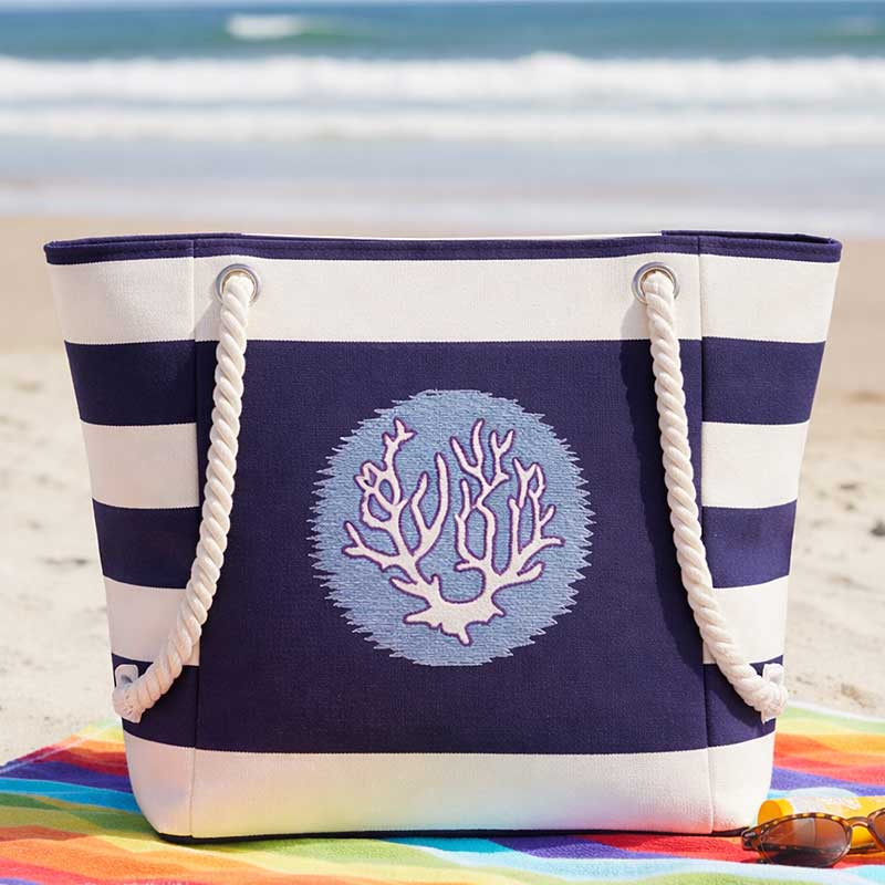 AITN105_BeachBag | Embroidery Legacy coral beach bag