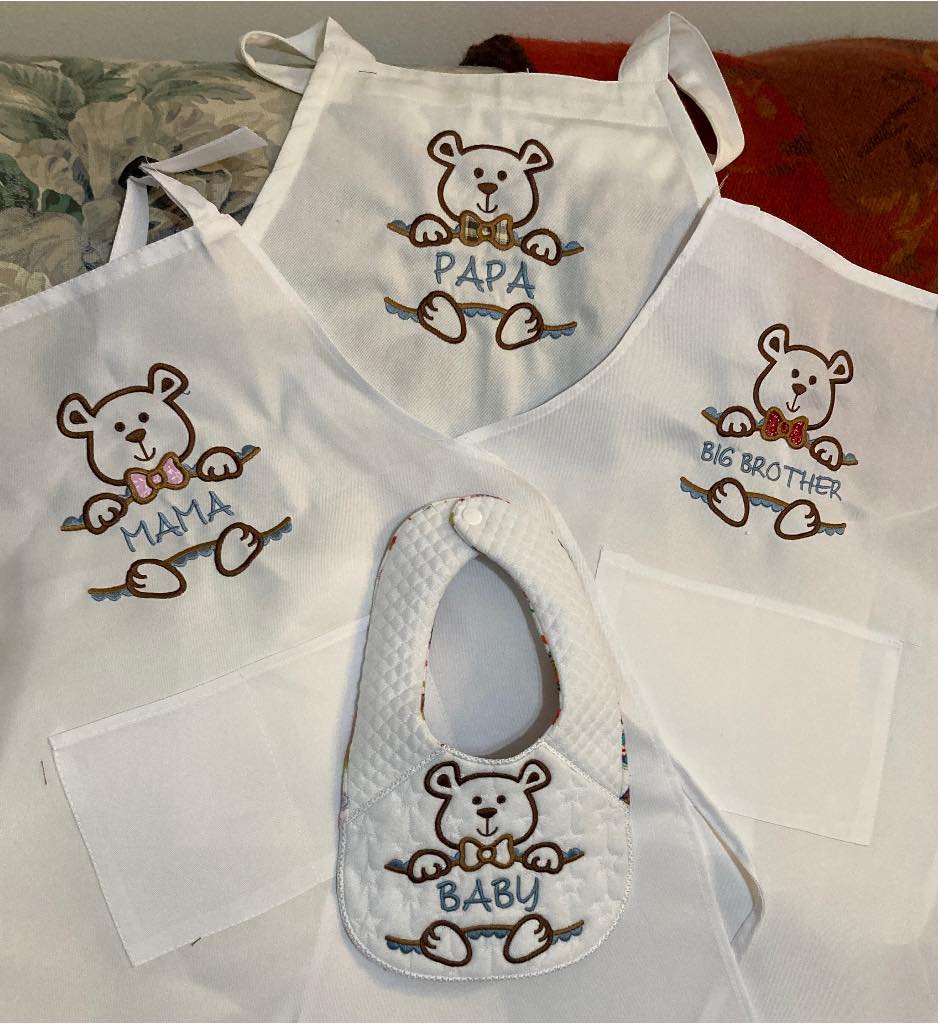 teddybearsplitdesign | Embroidery Legacy teddy bear split design aprons