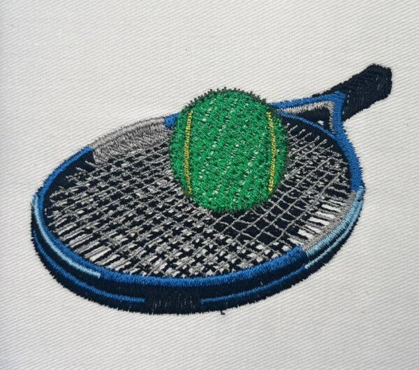 Embroidery Design: Tennis Racket And Ball 3 Sizes