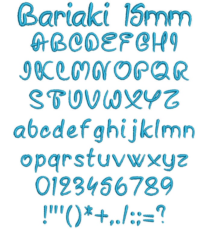 Bariaki 15mm Font 1 | Embroidery Legacy Bariaki 15mm Font 1