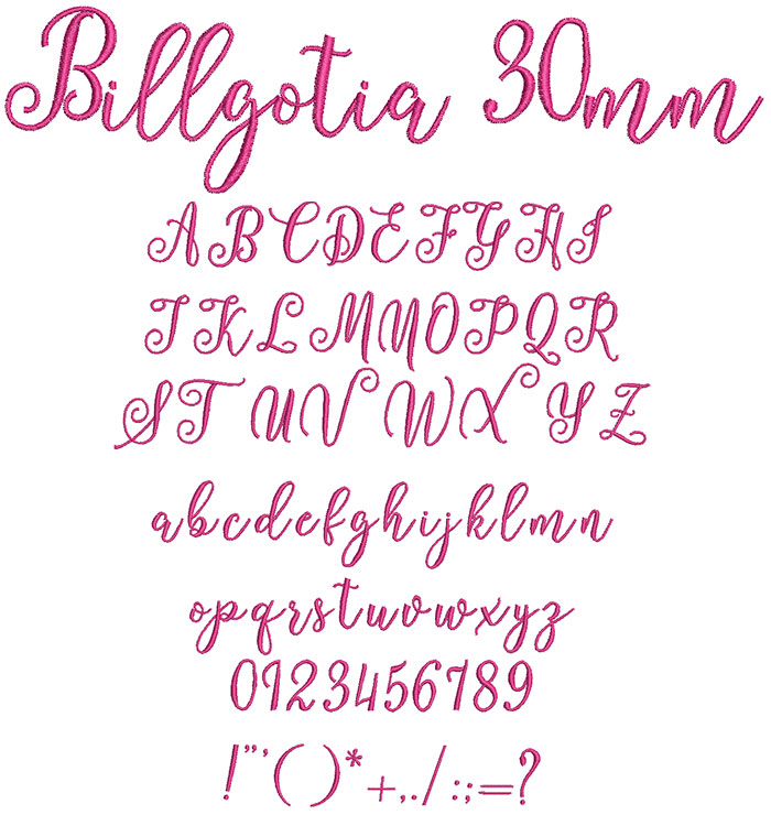 Billgotia 30mm Font 1 | Embroidery Legacy Billgotia 30mm Font 1