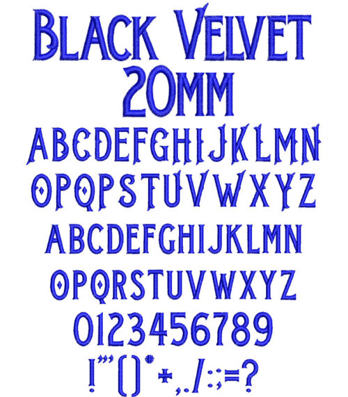 Black Velvet 20mm Font 1