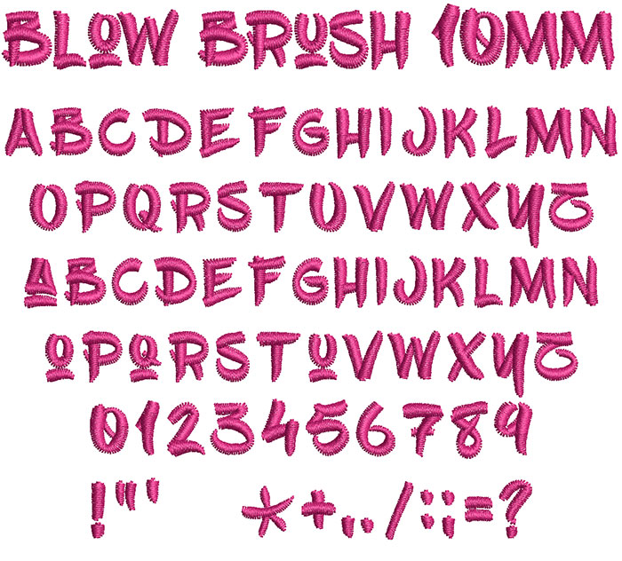 Blow Brush 10mm Font 1 | Embroidery Legacy Blow Brush 10mm Font 1
