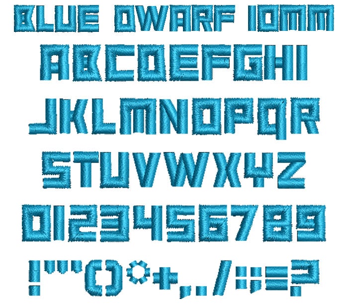 Blue Dwarf 10mm Font 1 | Embroidery Legacy Blue Dwarf 10mm Font 1