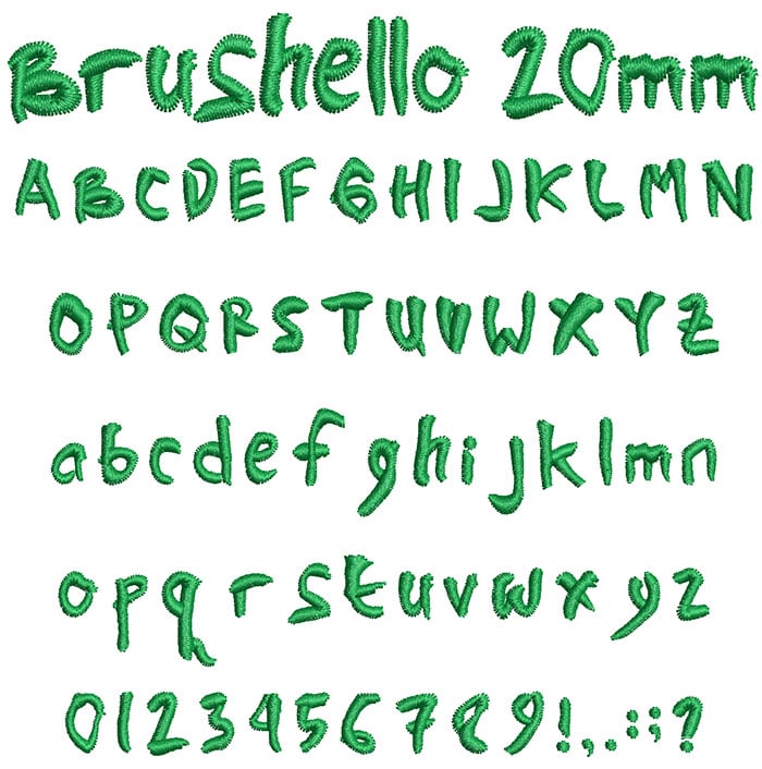 Brushello 20mm Font 1 | Embroidery Legacy Brushello 20mm Font 1
