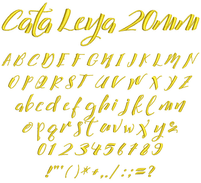 Cata Leya 20mm Font 1 | Embroidery Legacy Cata Leya 20mm Font 1