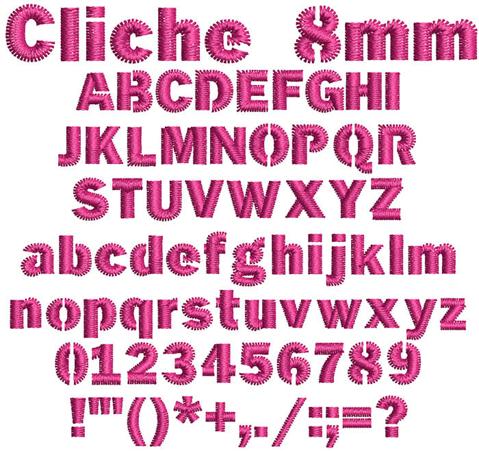 Cliche 8mm Font 1 | Embroidery Legacy Cliche 8mm Font 1