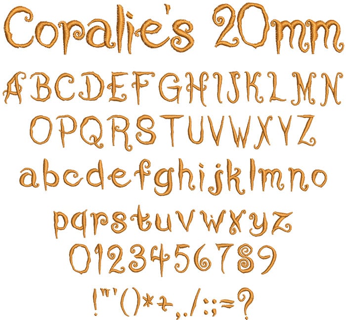 Coralie's Cat 20mm Font 1 | Embroidery Legacy Coralie's Cat 20mm Font 1