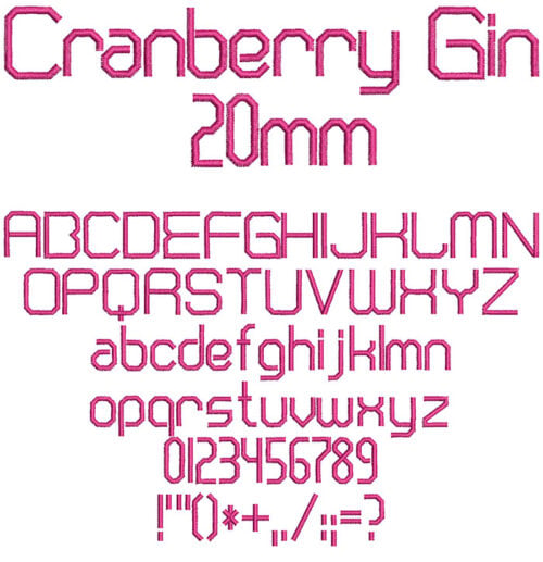 Cranberry Gin 20mm Font 1