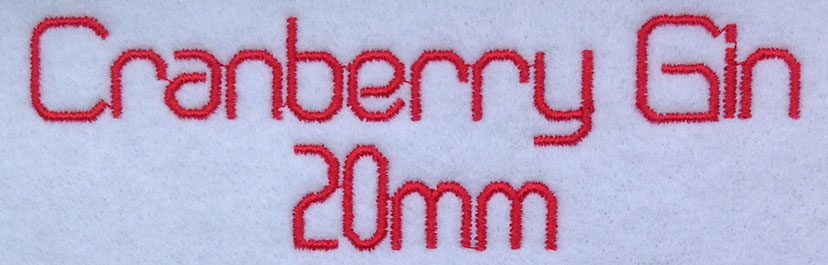 Cranberry Gin 20mm Font 3 | Embroidery Legacy Cranberry Gin 20mm Font 3