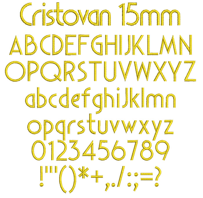 Cristovan 15mm Font 1 | Embroidery Legacy Cristovan 15mm Font 1