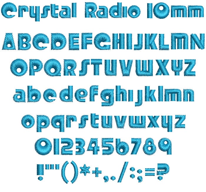 Crystal Radio 10mm Font 1 | Embroidery Legacy Crystal Radio 10mm Font 1