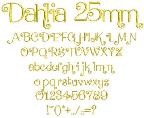 Dahlia 25mm Font 1
