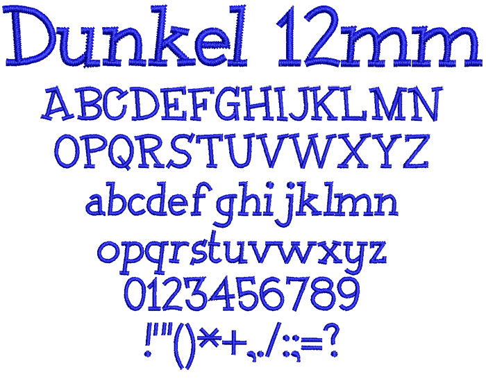 Dunkel 12mm Font 1 | Embroidery Legacy Dunkel 12mm Font 1