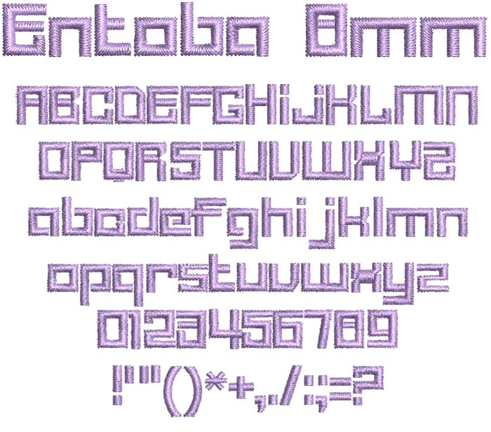 Entoba 8mm Font 1 | Embroidery Legacy Entoba 8mm Font 1