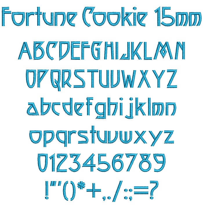 Fortune Cookie 15mm Font 1 | Embroidery Legacy Fortune Cookie 15mm Font 1