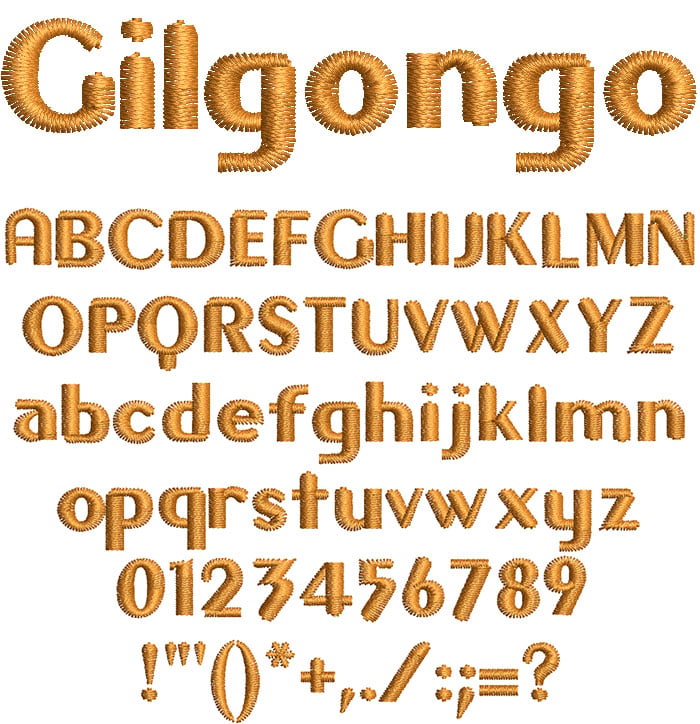 Gilgongo 10mm Font 1 | Embroidery Legacy Gilgongo 10mm Font 1