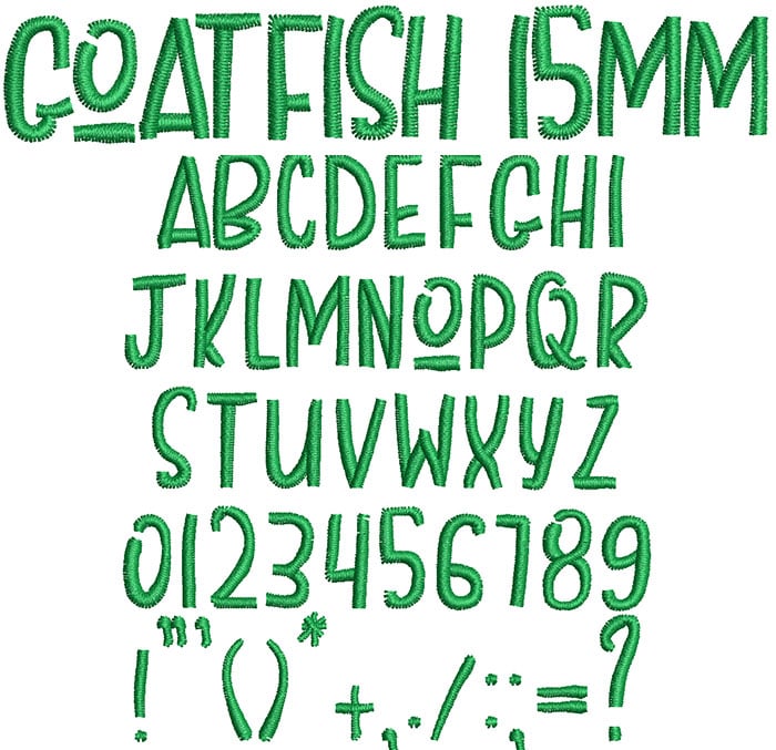Goatfish 15mm Font 1 | Embroidery Legacy Goatfish 15mm Font 1