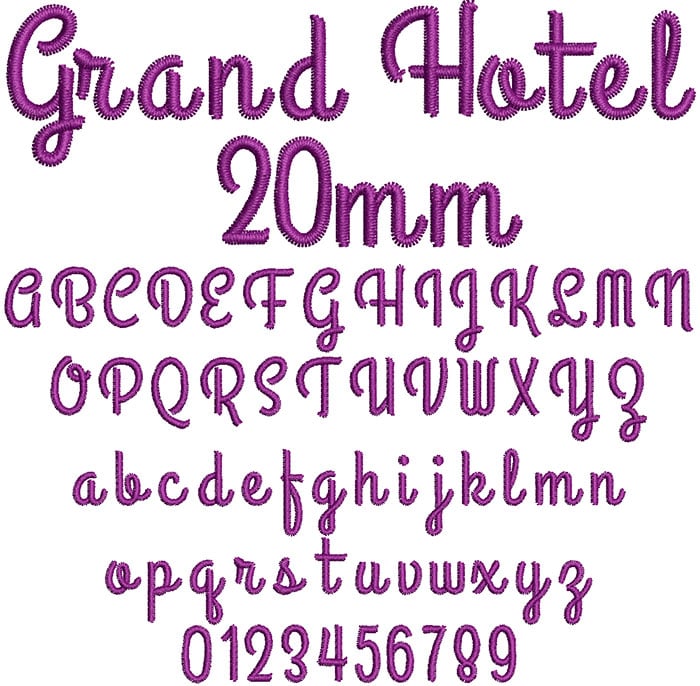 Grand Hotel 20mm Font 1 | Embroidery Legacy Grand Hotel 20mm Font 1