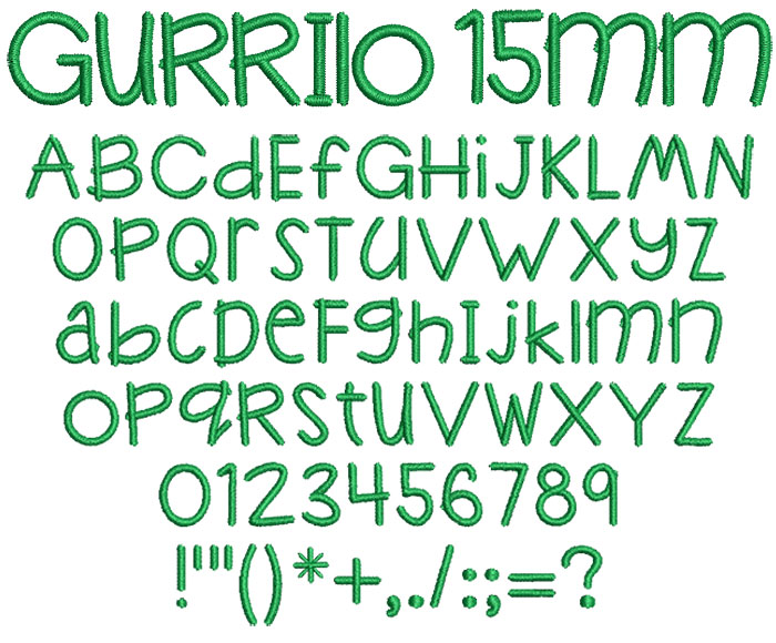 Gurrilo 15mm Font 1 | Embroidery Legacy Gurrilo 15mm Font 1