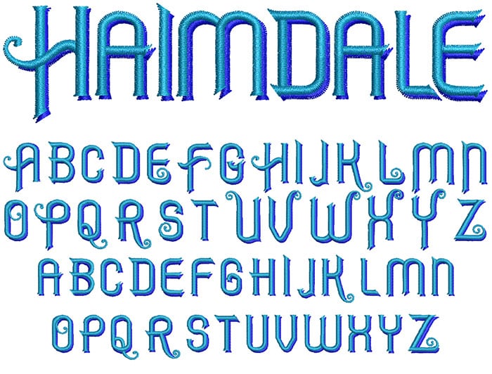 Haimdale 30mm 2 Color Font 1 | Embroidery Legacy Haimdale 30mm 2 Color Font 1