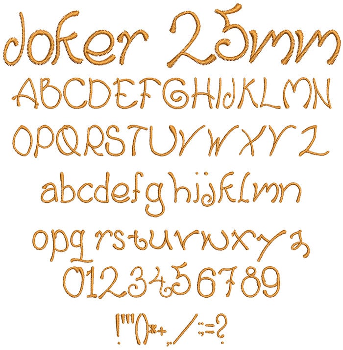 Joker 25mm Font 1 | Embroidery Legacy Joker 25mm Font 1