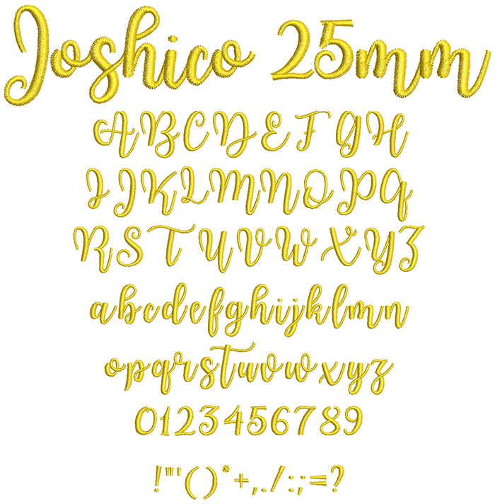 Joshico 25mm Font 1 | Embroidery Legacy Joshico 25mm Font 1