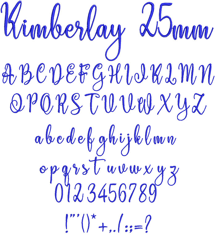 Kimberlay 25mm Font 1 | Embroidery Legacy Kimberlay 25mm Font 1