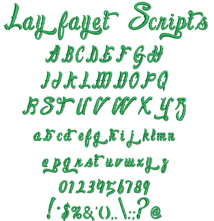Layfayet Scripts Font 1 | Embroidery Legacy Layfayet Scripts Font 1