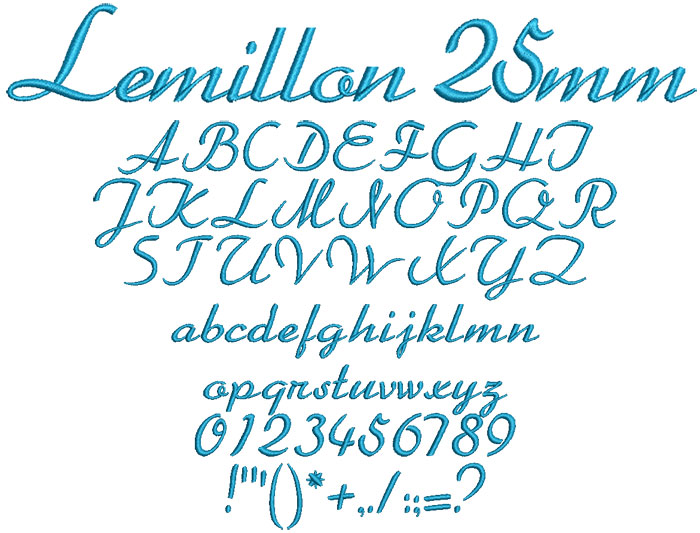 Lemillon 25mm Font 1 | Embroidery Legacy Lemillon 25mm Font 1