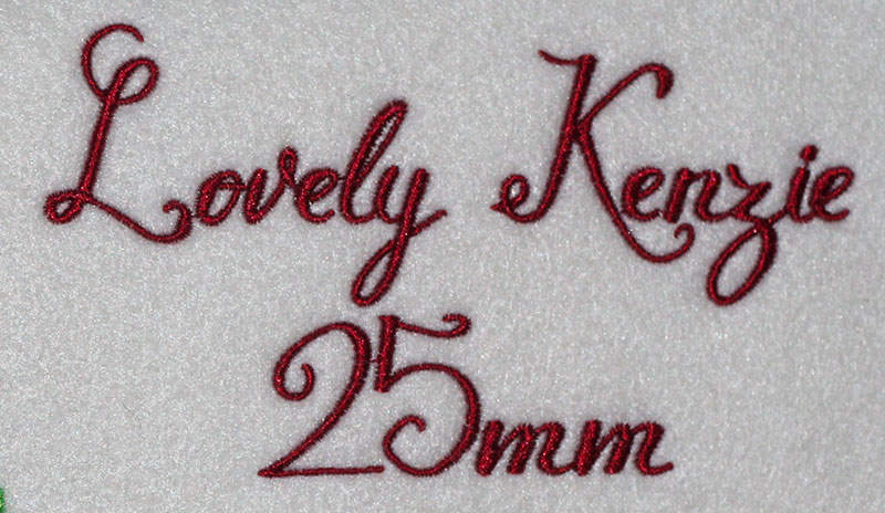 Lovely Kenzie 25mm Font 3 | Embroidery Legacy Lovely Kenzie 25mm Font 3