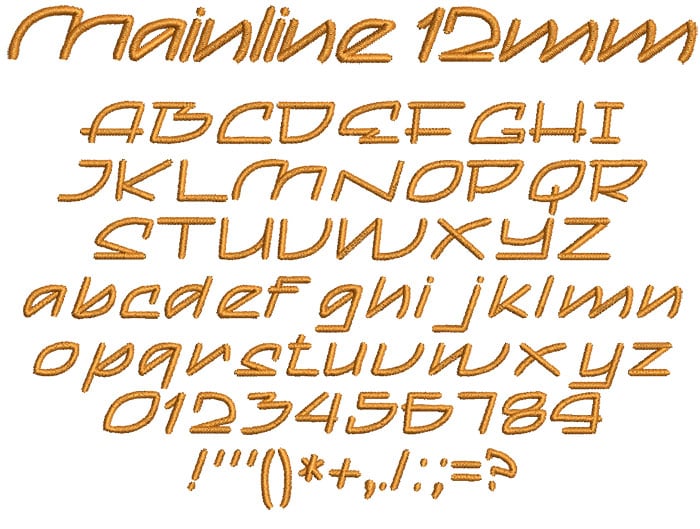 Mainline 12mm Font 1 | Embroidery Legacy Mainline 12mm Font 1