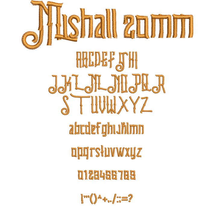 Mishall 20mm Font 1 | Embroidery Legacy Mishall 20mm Font 1