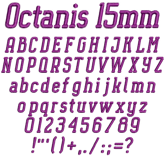 Octanis 15mm Font 1 | Embroidery Legacy Octanis 15mm Font 1