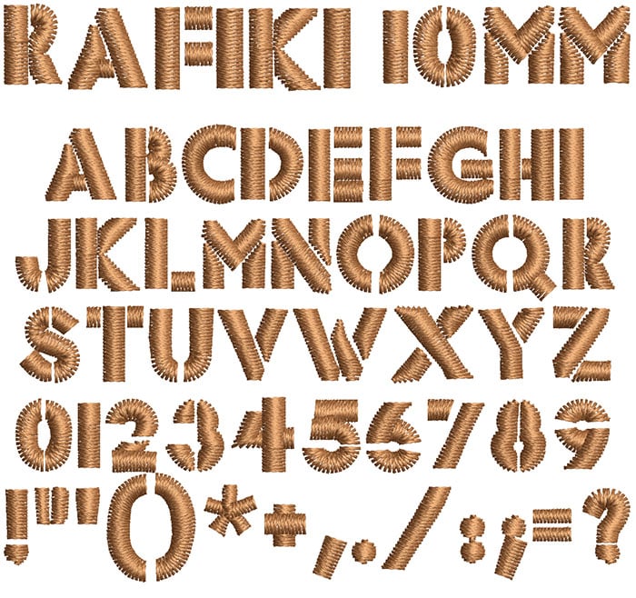 Rafiki 10mm Font 1 | Embroidery Legacy Rafiki 10mm Font 1