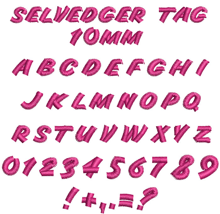 Selvedger Tag 10mm Font 1 | Embroidery Legacy Selvedger Tag 10mm Font 1