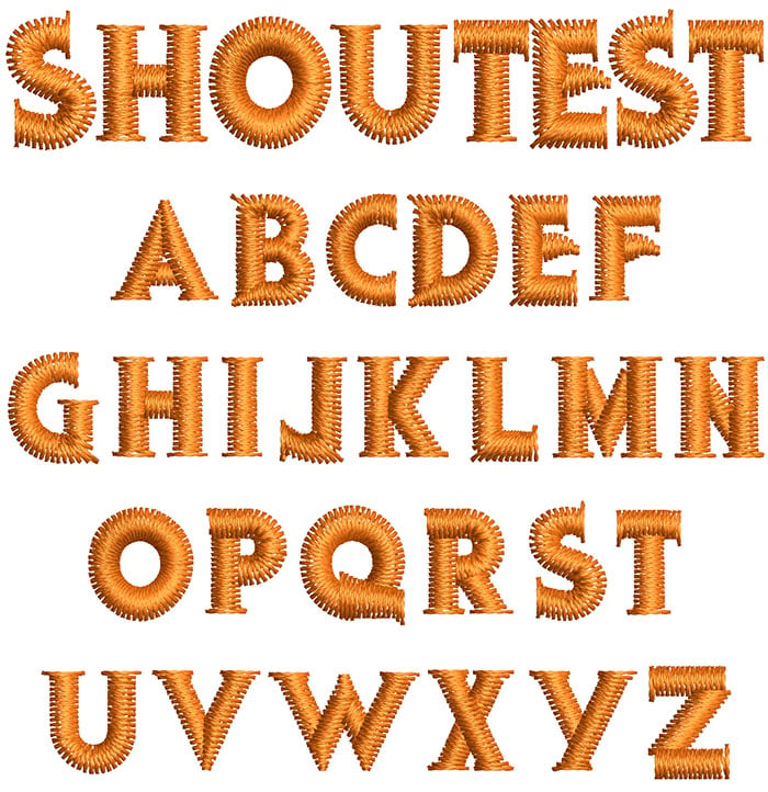Shoutest 10mm Font 1 | Embroidery Legacy Shoutest 10mm Font 1