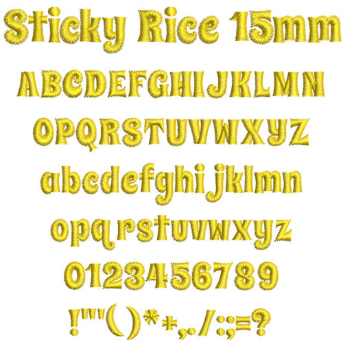 Sticky Rice 15mm Font 1
