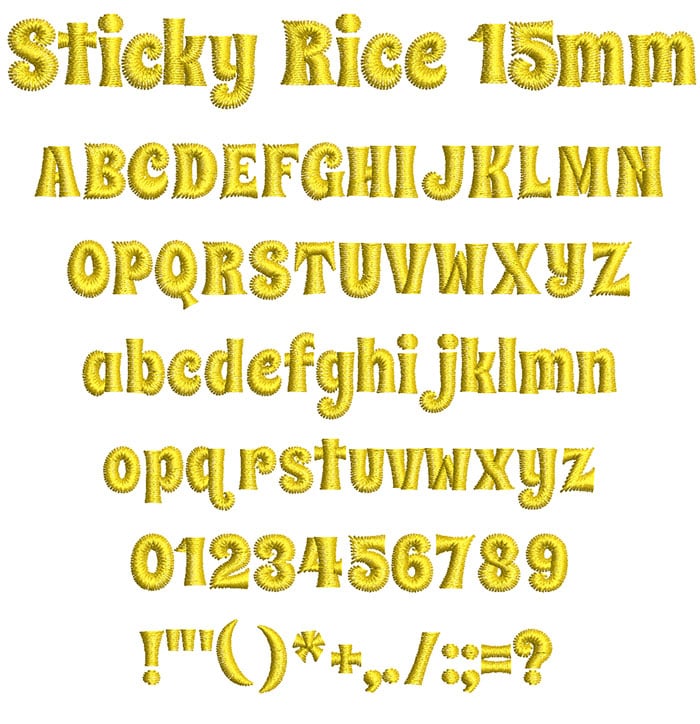 Sticky Rice 15mm Font 1 | Embroidery Legacy Sticky Rice 15mm Font 1