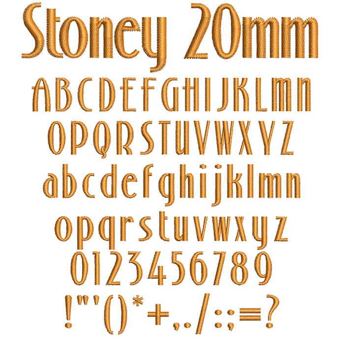 Stoney 20mm Font 1 | Embroidery Legacy Stoney 20mm Font 1