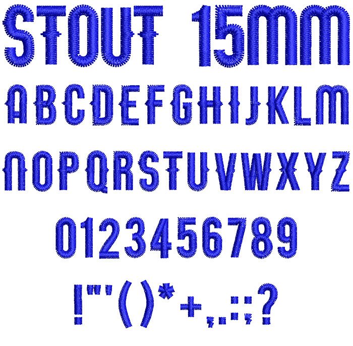 Stout 15mm Font 1 | Embroidery Legacy Stout 15mm Font 1