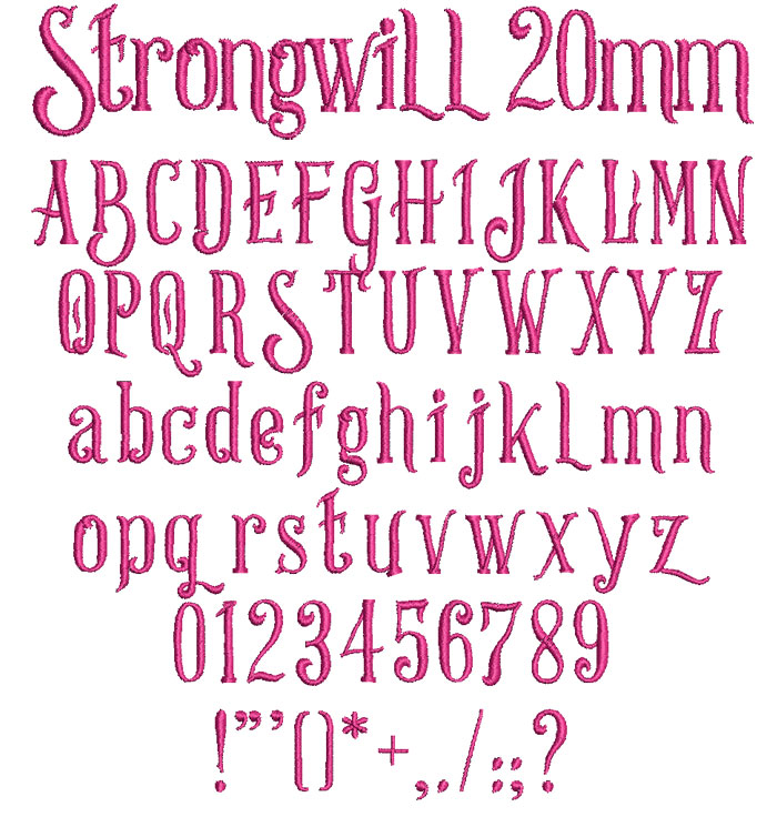 Strongwill 20mm Font 1 | Embroidery Legacy Strongwill 20mm Font 1