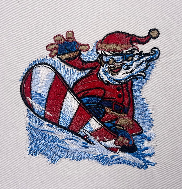C-3487-Santa-Snowboard_sewout | Embroidery Legacy santa snowboard embroidery design