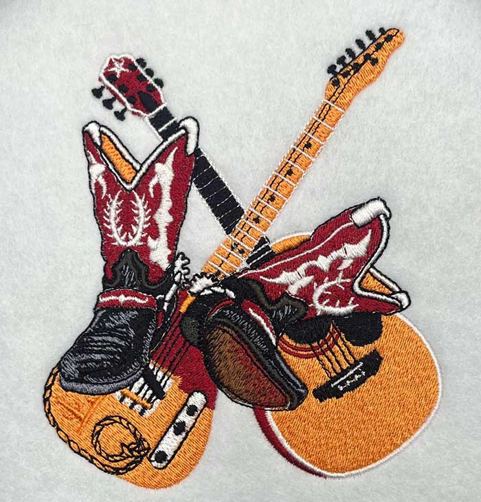 H-6839CountryBootsandGuitars_sewout | Embroidery Legacy Country Boots and Guitars embroidery design