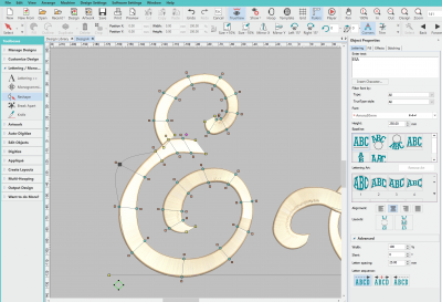 ESA embroidery fonts add change nodes