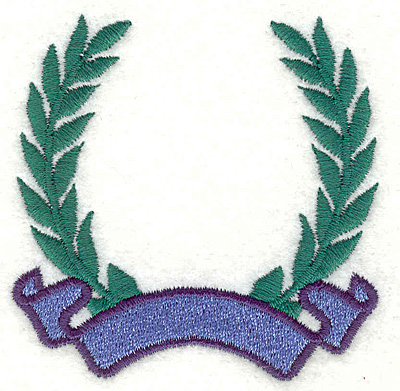 Embroidery Design: Wreath & Banner 1<br> 2.54" X 2.54"