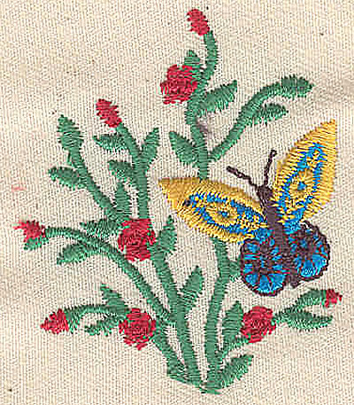 Embroidery Design: Butterfly amid flowers<br> 1.72w X 2.06h