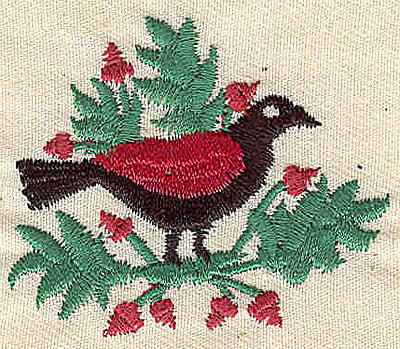 Embroidery Design: Bird on limb<br> 2.07w X 1.80h